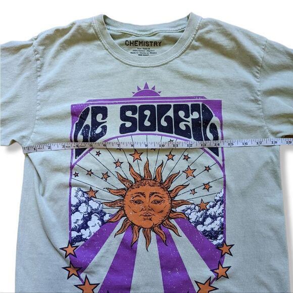 Chemistry‎ Le Soleil Long Sleeve green Cotton Tee women's sz M - Picture 3 of 9